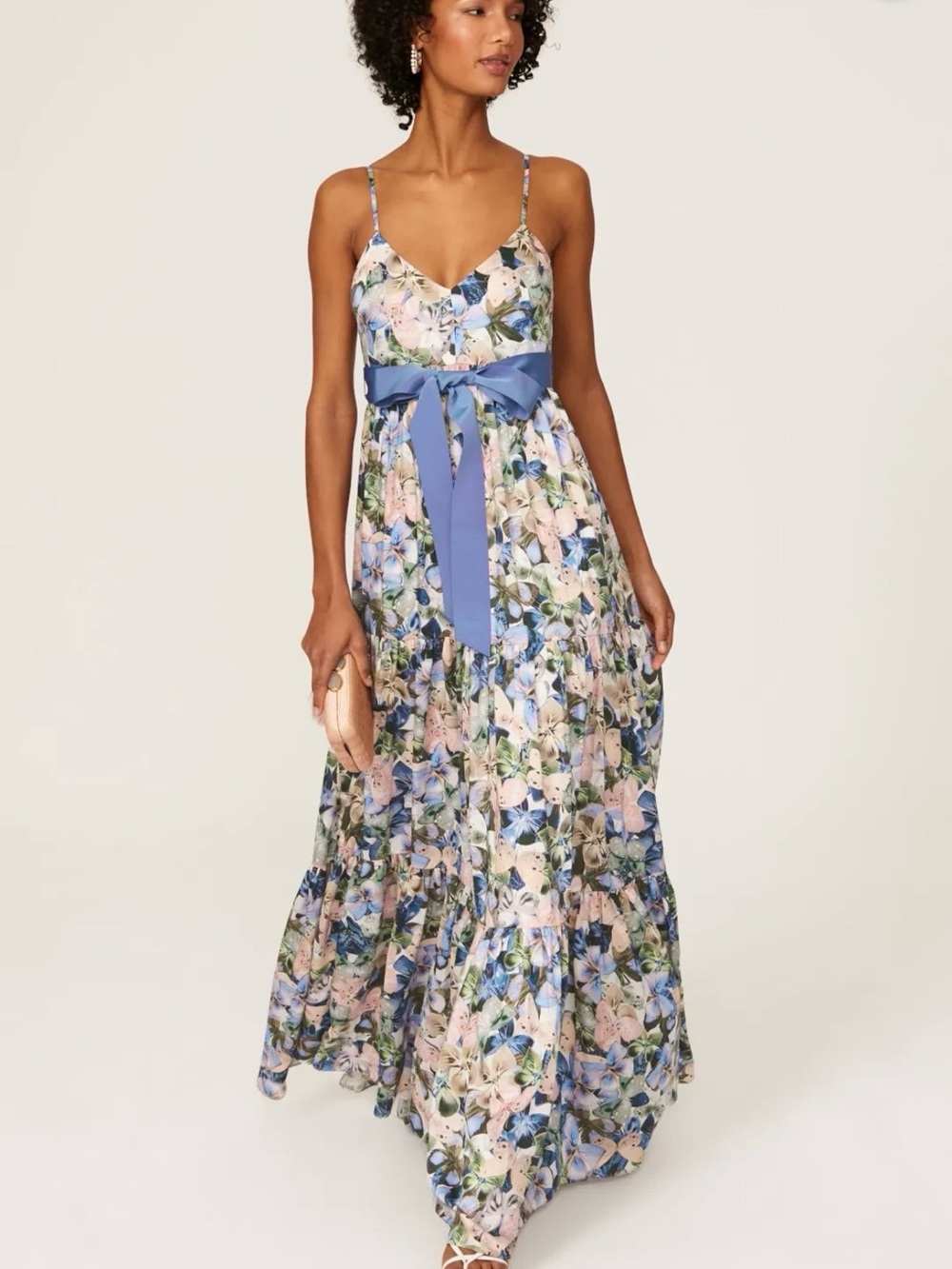 Badgley Mischka Butterfly Maxi Dress with Bow Waist